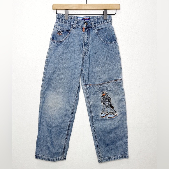 Vintage Paco Jeans Blue Wide Leg Skater Streetwear Jeans Boys 7 Embroidered - Picture 1 of 11